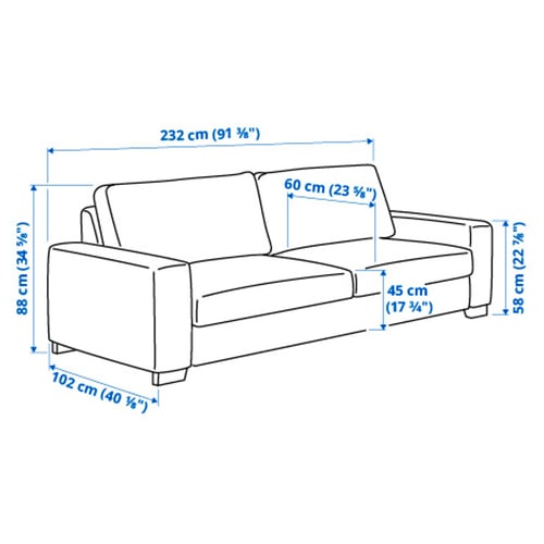 Illustration avec les mesures du produit : SÖRVALLEN.