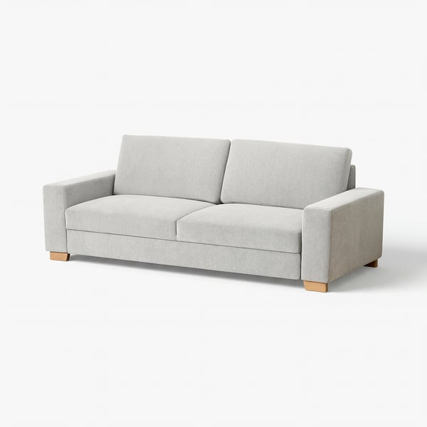 Un canapé SÖRVALLEN moderne, gris clair, au design scandinave et aux pieds en bois.