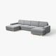Canapé SÖRVALLEN gris moderne en forme de U avec pieds en bois, design minimaliste, parfait pour les espaces de vie contemporains.