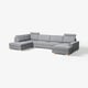 Canapé moderne gris SÖRVALLEN 3 places avec chaise, design scandinave minimaliste, pieds en bois, tissu gris texturé.