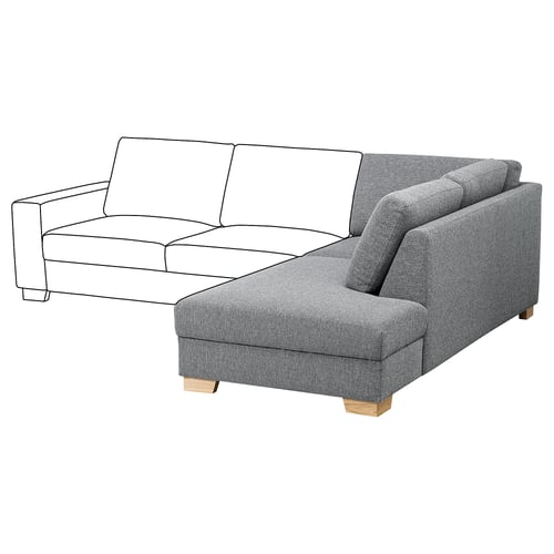 Canapé sectionnel SÖRVALLEN en tissu gris, design large, pieds en bois.
