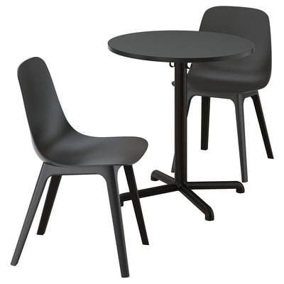 STENSELE ensemble de table et de chaises noir. Design moderne avec pieds en métal. Convient pour manger ou travailler.
