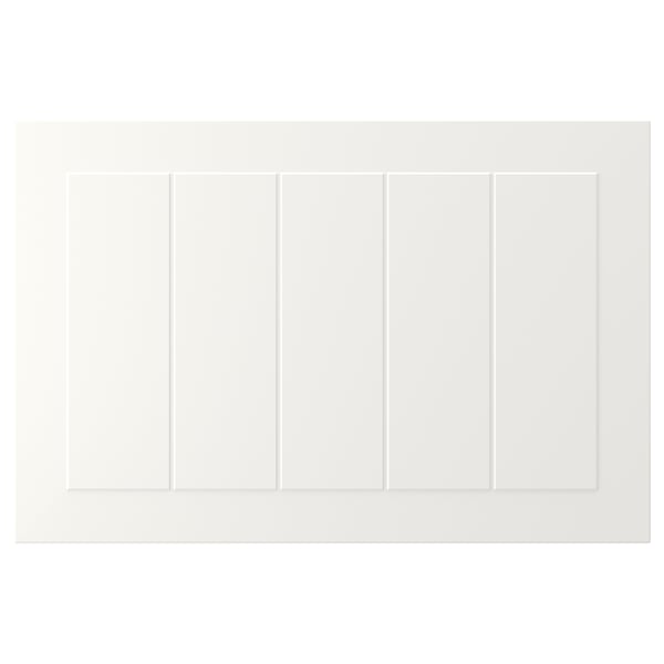 Porte d’armoire STENSUND blanche, panneaux rectangulaires et rainurés, finition laquée.
