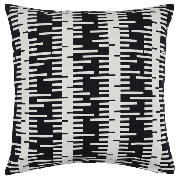 STOCKHOLM 2025 Coussin en coton blanc cassé/noir, motif bouleau tissé, forme carrée.