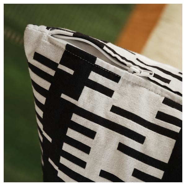 STOCKHOLM 2025 Housse de coussin, blanc cassé/noir, 50x50 cm