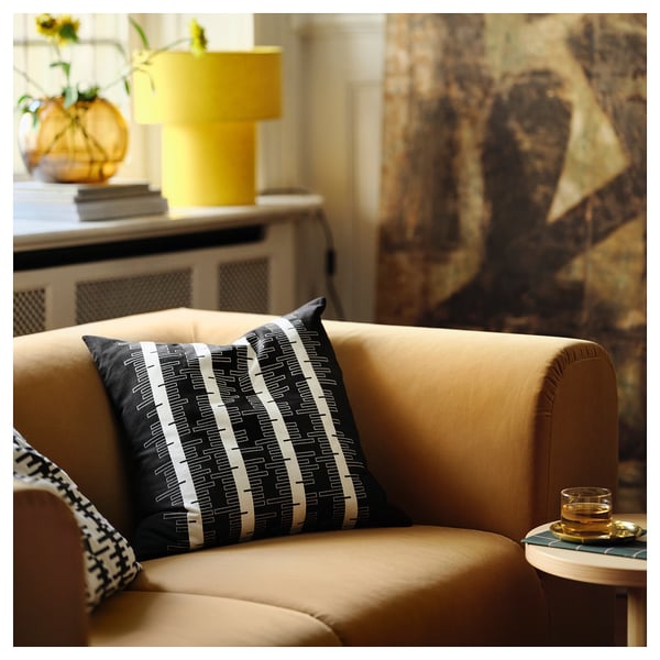 STOCKHOLM 2025 Housse de coussin, noir/blanc cassé, 50x50 cm