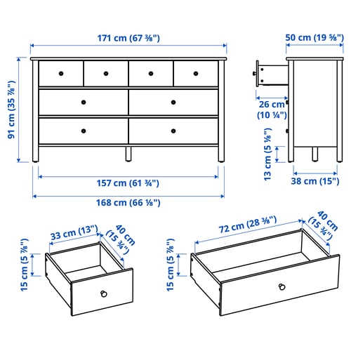 Illustration avec les mesures du produit : STOREMOLLA.