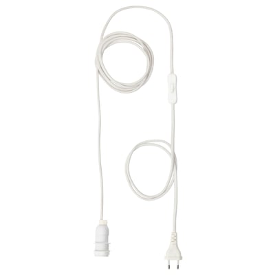 Jeu de cordons STRÅLA, blanc, plastique, enroulé, design minimaliste.