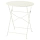 SUNDSÖ, table ronde pliante blanche, acier et plastique, design compact.