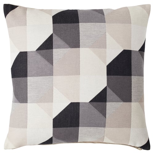 Coussin SVARTHÖ, motif géométrique neutre, forme carrée, fermeture éclair.