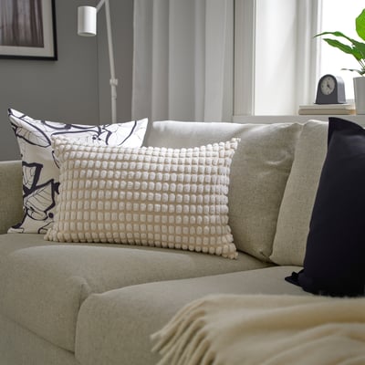 SVARTPOPPEL Housse de coussin, blanc cassé, 40x58 cm