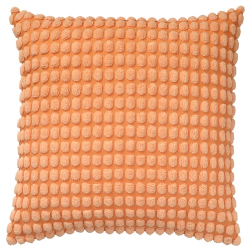 Coussin SVARTPOPPEL orange clair, texturé doux, de forme carrée, polyester recyclé.