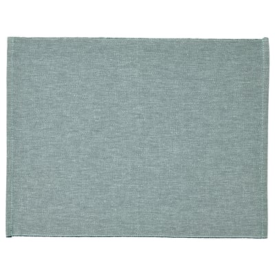 Set de table bleu-vert SVARTSENAP, rectangulaire, coton tissé.