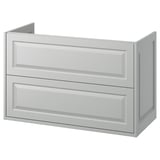 Meuble de salle de bain TÄNNFORSEN gris. Design classique avec bords biseautés.