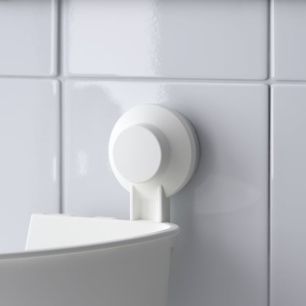 TISKEN Panier à ventouse, blanc