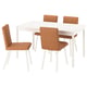 Ensemble de salle à manger moderne blanc TONSTAD avec chaises en cuir marron.