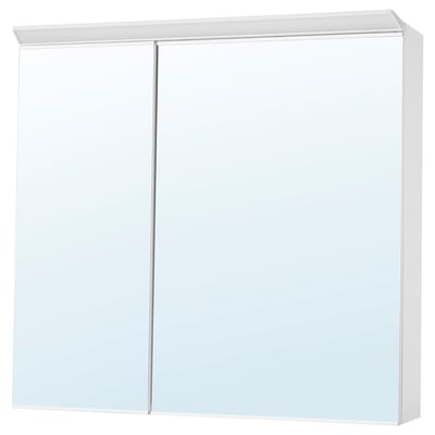 Armoire de toilette TREASJÖN, blanche, rectangulaire, design épurée, murale, éclairée par led.
