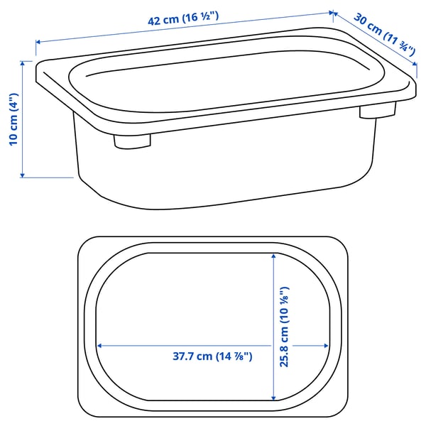 Illustration avec les mesures du produit : TROFAST.