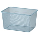 Boîte de rangement en maille TROFAST bleu clair, conception de grille rectangulaire, acier avec revêtement en poudre.