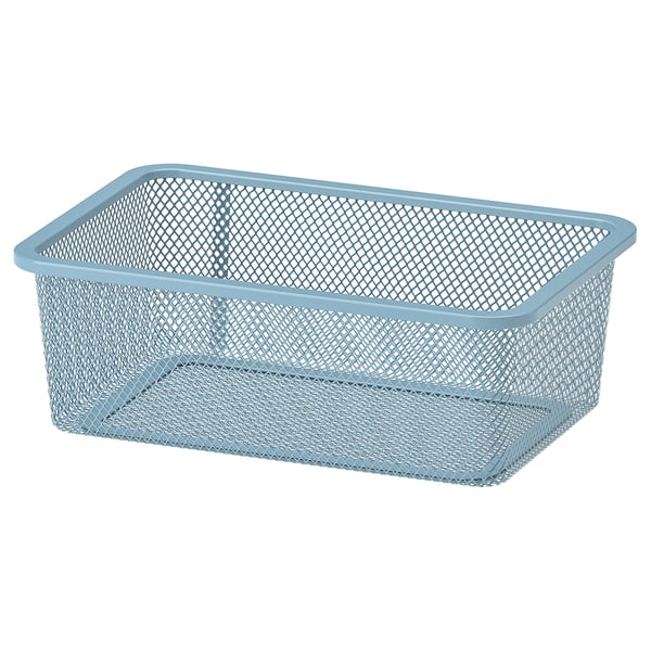 Boîte de rangement en maille bleu clair TROFAST, acier avec motif losange.