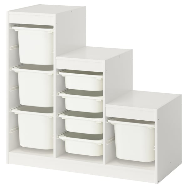 Rangement blanc TROFAST, bacs en plastique, organisateur de jouets pour enfants.