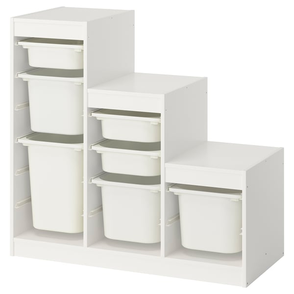 TROFAST Combinaison structure + bacs, blanc/blanc, 99x44x94 cm