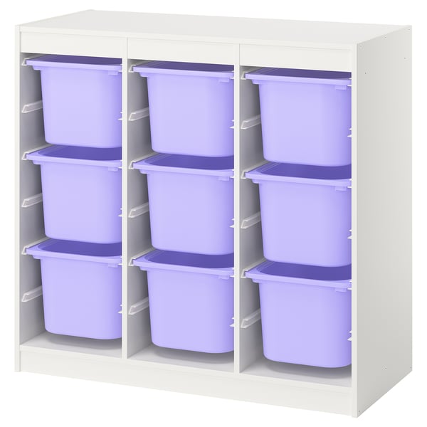 TROFAST Combinaison structure + bacs, séparateur de pièce/blanc mauve, 99x44x94 cm