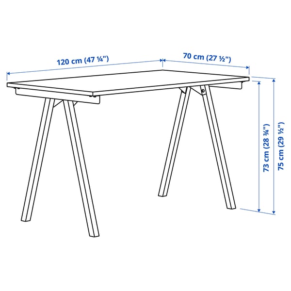 Illustration avec les mesures du produit : TROTTEN.