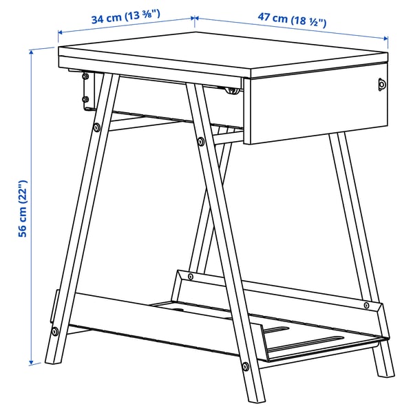 Illustration avec les mesures du produit : TROTTEN.