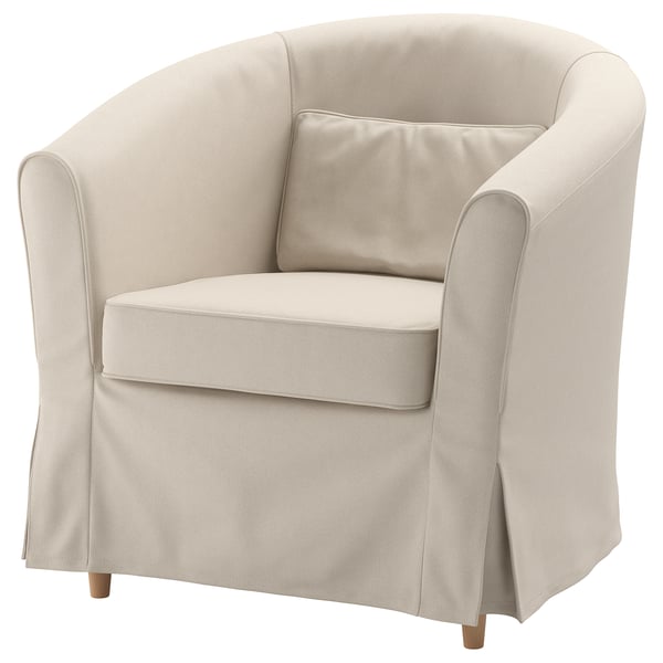 Chaise TULLSTA, crème, dossier et accoudoirs incurvés, assise rembourrée, tissu beige.