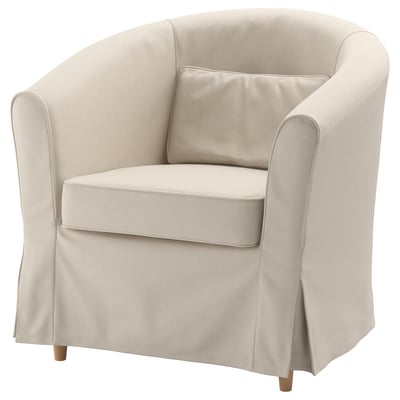 Chaise TULLSTA, crème, dossier et accoudoirs incurvés, assise rembourrée, tissu beige.