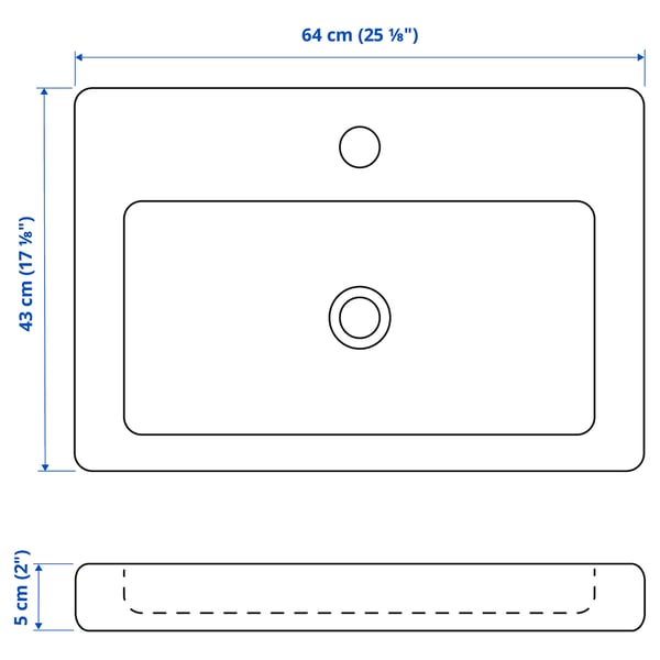 Illustration avec les mesures du produit : TVÄLLEN.
