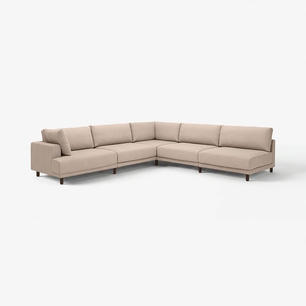 Canapé d’angle UPPÅKRA, beige. Design moderne avec des coussins moelleux, des pieds en bois et des matériaux écologiques.