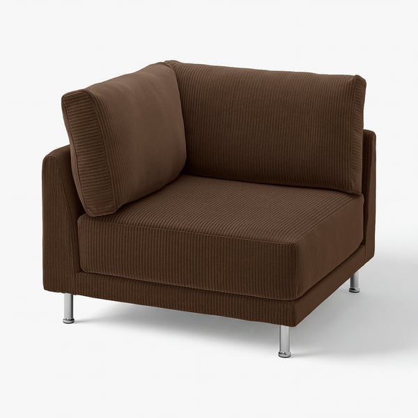 Fauteuil UPPÅKRA marron, velours côtelé, pieds confortables en chrome.