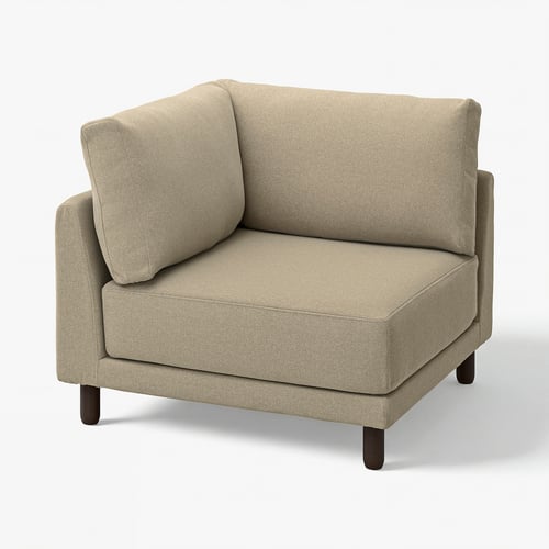 Canapé d’angle UPPÅKRA beige confortable, tissu rectangulaire, doux.