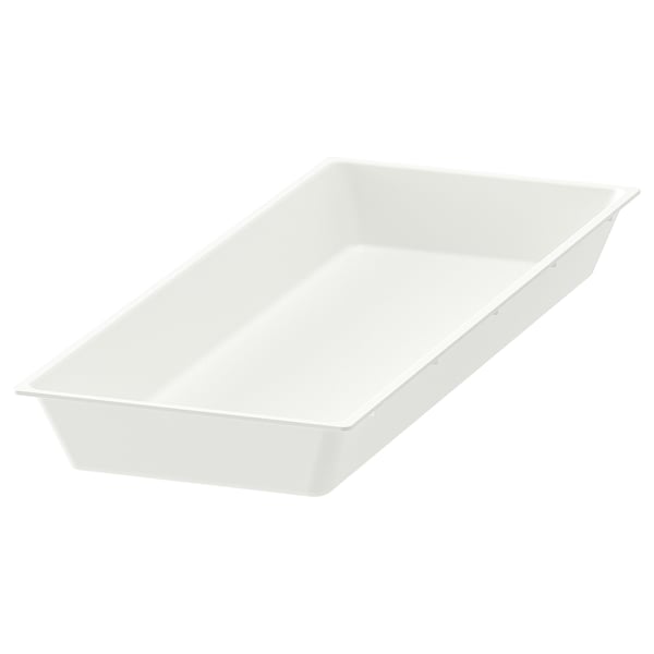 Plateau à ustensiles en plastique blanc UPPDATERA, coins arrondis, design pratique.