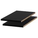 Deux étagères rectangulaires en mélamine noire.