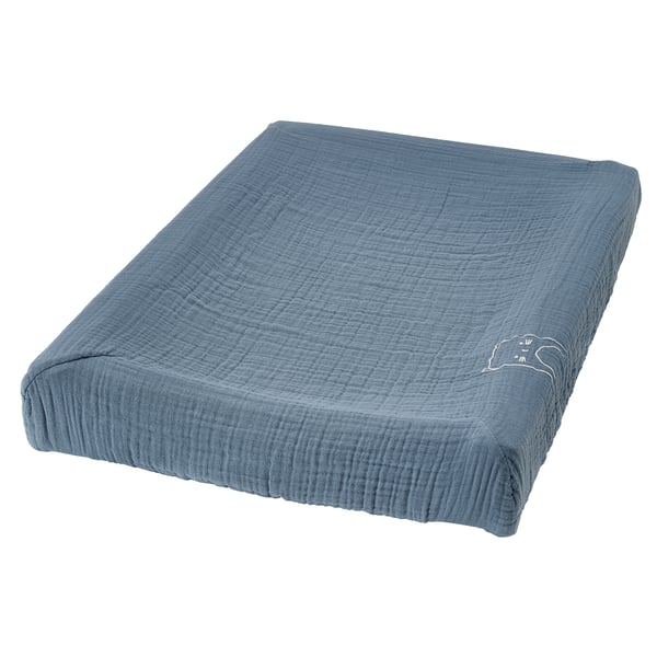 VÄDRA Matelas à langer avec housse, beige/bleu, 48x74 cm