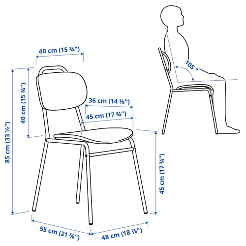 Illustration avec les mesures du produit : VÄSMAN.