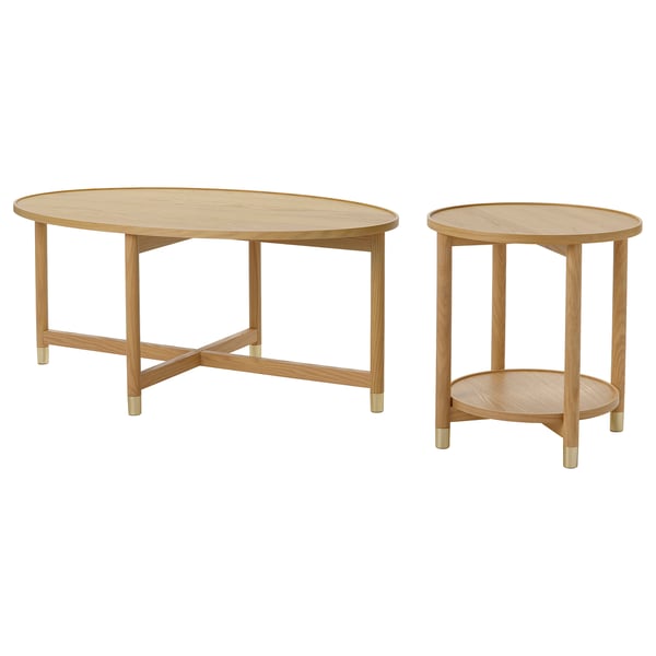 VALNÄS Table basse/d'appoint, lot de 2, plaqué chêne