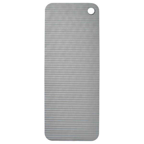 Tapis gris VALVATTNET, surface texturée, ventouse, forme rectangulaire.