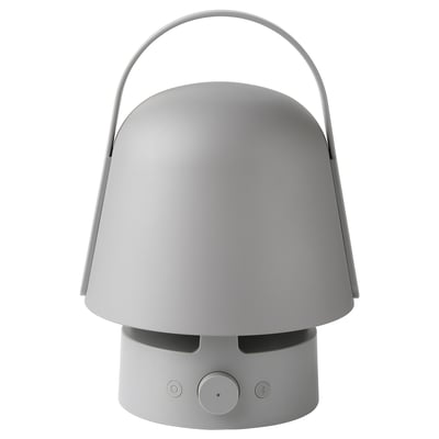 VAPPEBY : portable gris, lampe haut-parleur d’extérieur avec poignée, jouer de la musique via Bluetooth, design moderne et élégant.