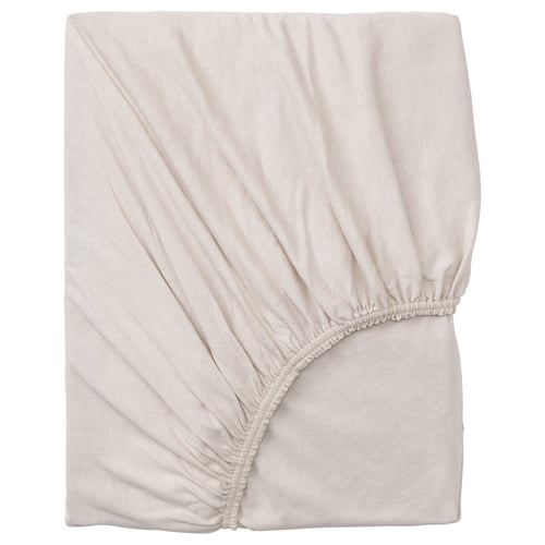 Drap-housse, VÅRVIAL, beige, 100 % coton, carré, élastique.