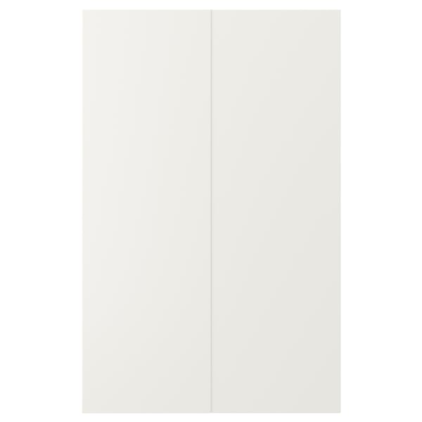 Armoires de cuisine VEDDINGE blanches, rectangulaires, élégantes, panneaux de fibres, peinture polyuréthane et acrylique, design moderne.