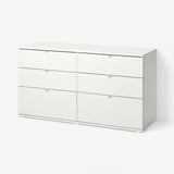 VIHALS Commode 6 tiroirs, blanc/fonction ouverture/fixation, 140x47x75 cm