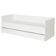 Méridienne VISALS blanche, moderne et minimaliste. Offre des sièges et du rangement avec des tiroirs.