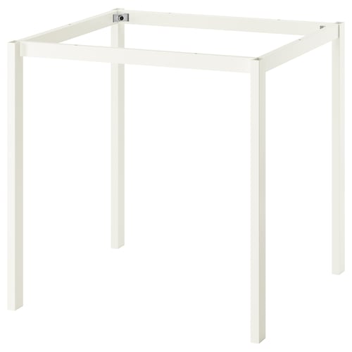 Un cadre de table rectangulaire blanc VIHALS avec un design épuré et minimaliste et quatre pieds.