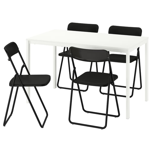 VIHALS Table et 4 chaises, blanc blanc/noir, 125x74 cm