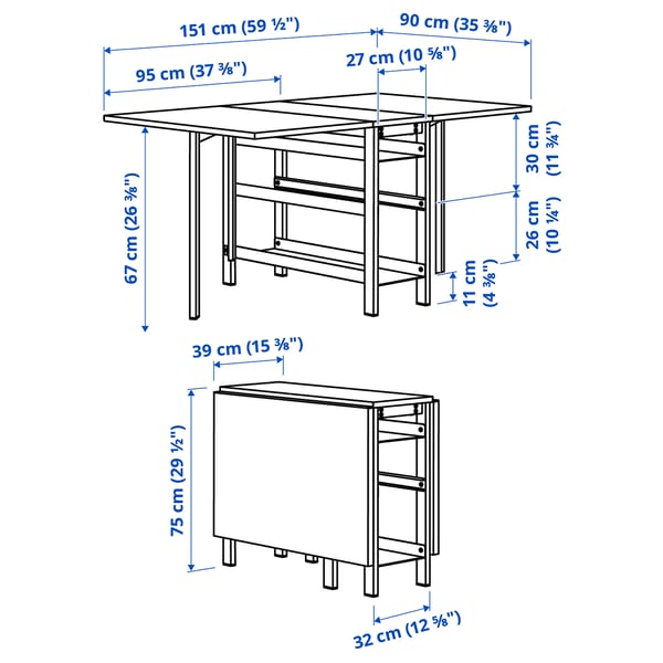 Illustration avec les mesures du produit : VIHALS.