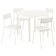Ensemble de table à manger ronde blanche et quatre chaises IKEA VIHALS, design minimaliste.